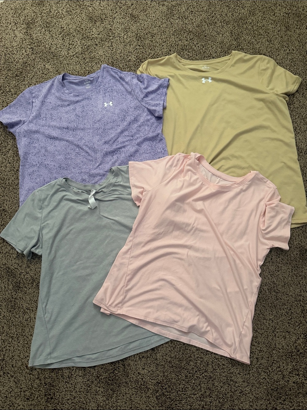 4 Under Armour Women’s Short Sleeve Tees - Lavender, Sage, Pink, Olive